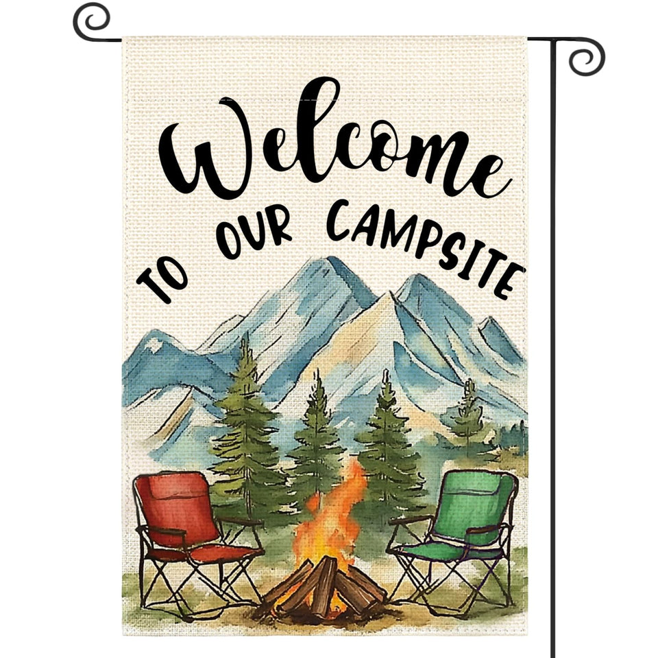 AVOIN colorlife welcome campsite flag 12x18 front view for outdoor decor