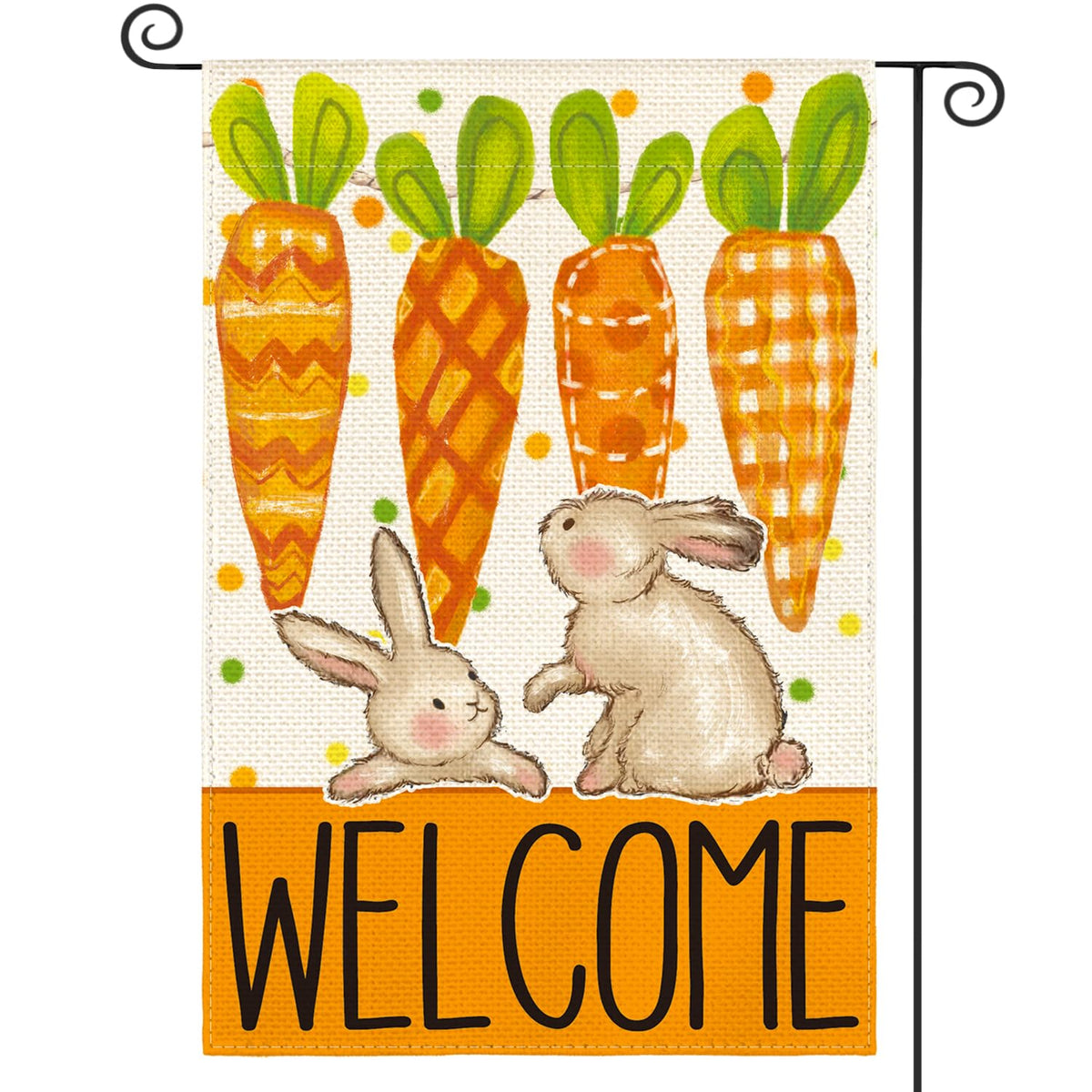 AVOIN colorlife Welcome Easter flag with bunnies welcomes guests outdoors.