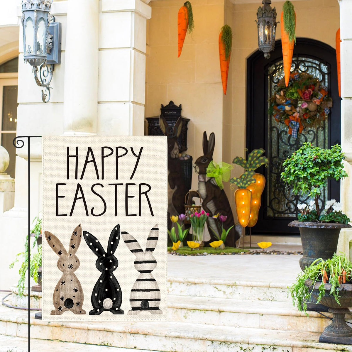 AVOIN colorlife welcome yard flag bright Easter motif greets guests outdoors