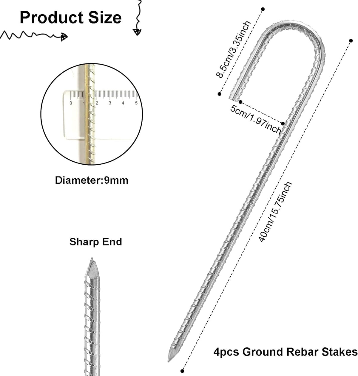 AVOIN galvanised steel ground stake with hook anchors tents, gazebos, and marquees securely.
