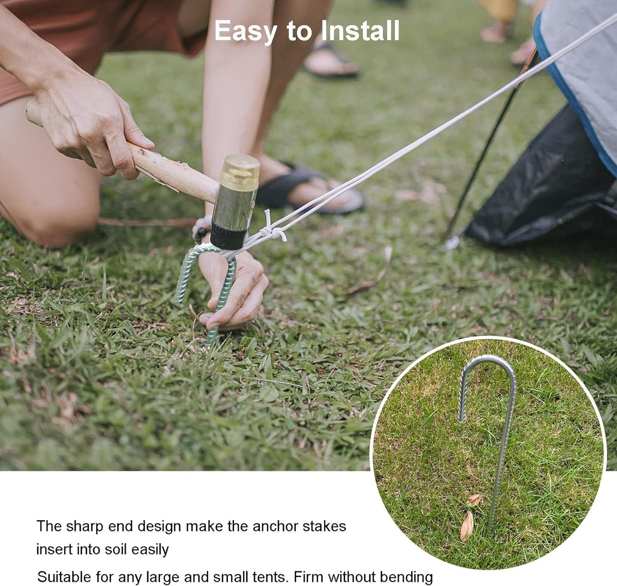 AVOIN tent and gazebo ground stake for secure anchoring on diverse surfaces.