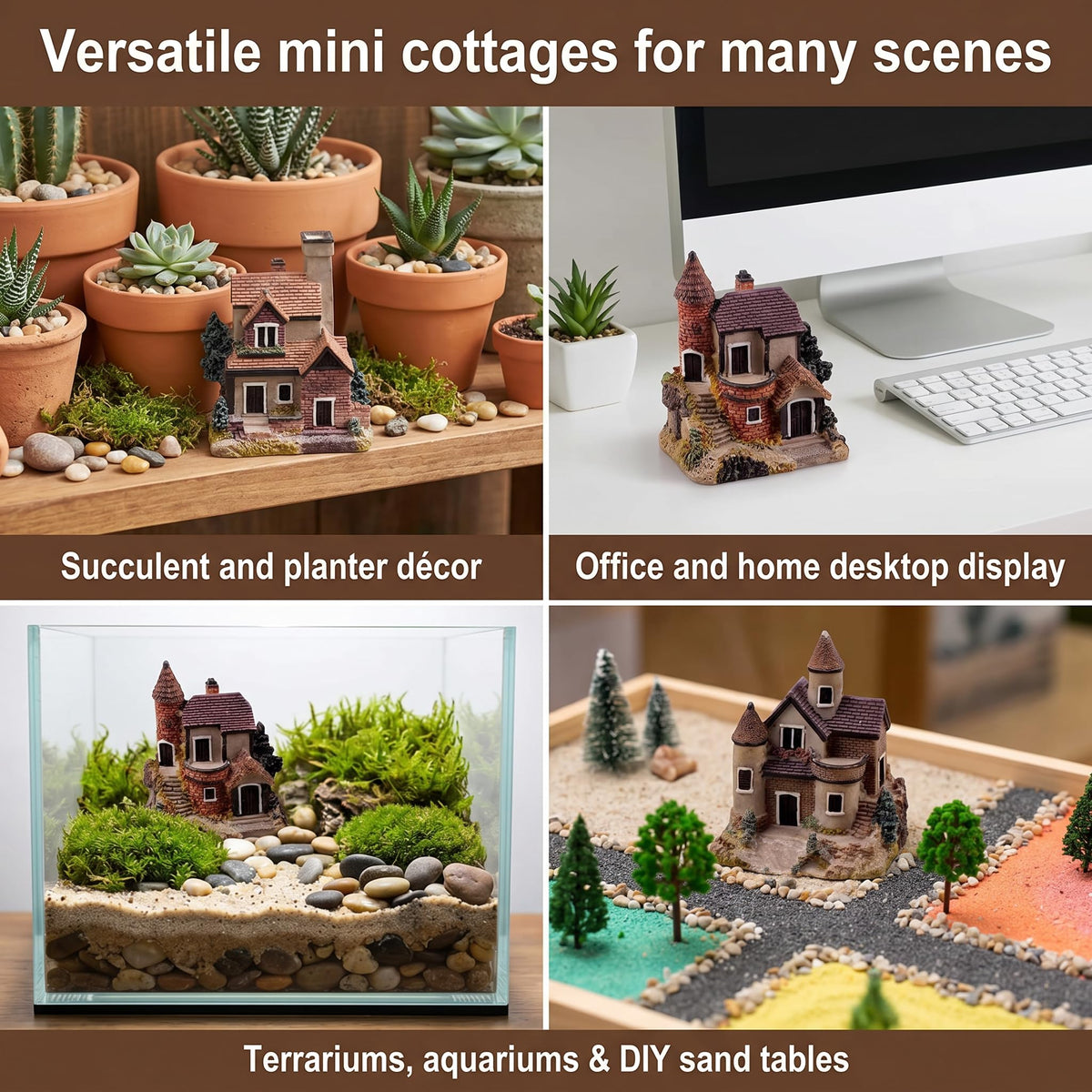 Avtytsda miniature resin house for desk gardens adds natural charm