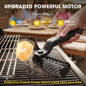 AVVKED electric grill brush with 360-degree guard protecting hands