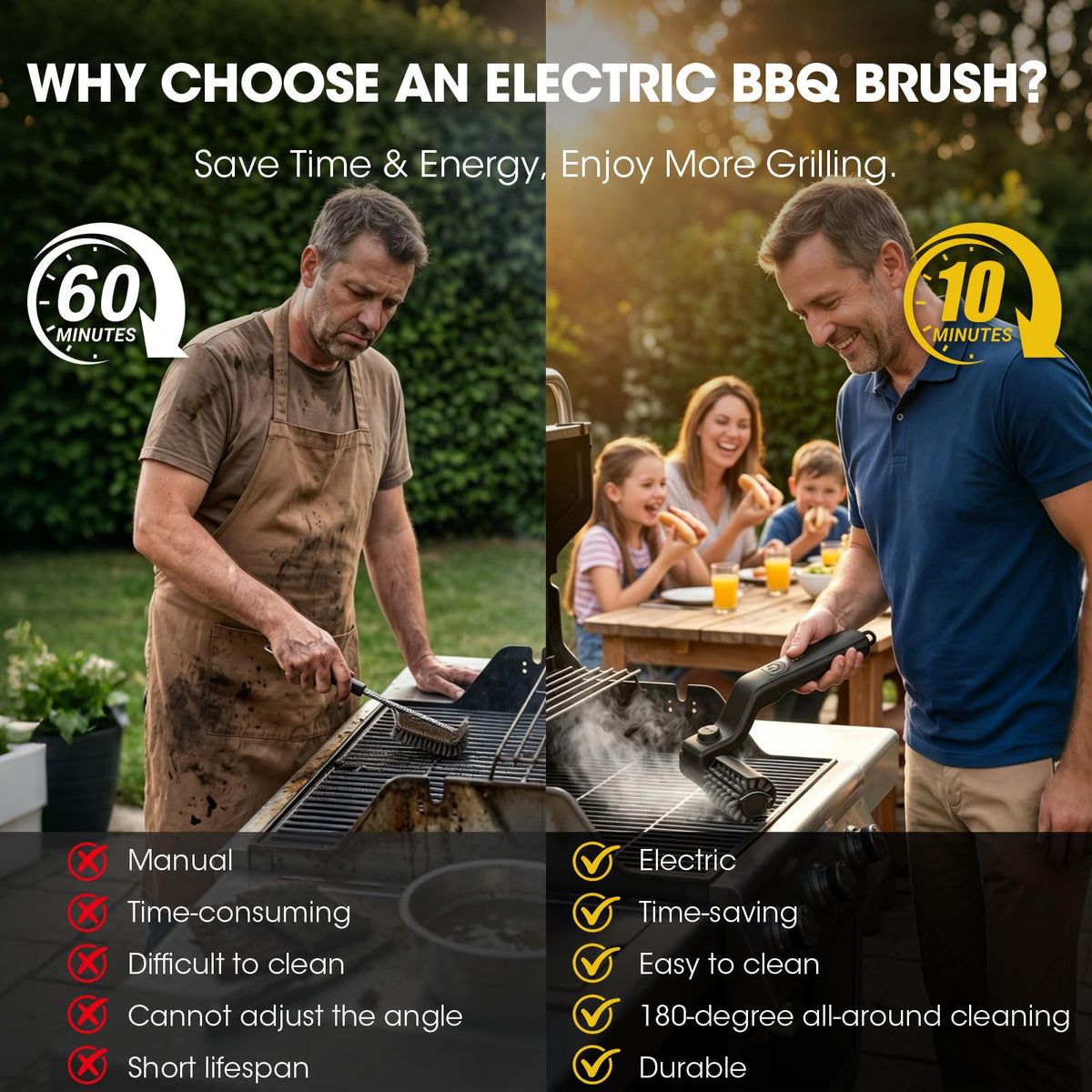 AVVKED electric grill brush rotating head action for stubborn grime