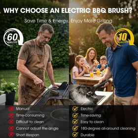 AVVKED electric grill brush rotating head action for stubborn grime