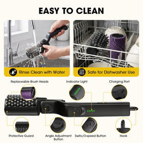 AVVKED electric grill brush USB-C charging for fast recharges