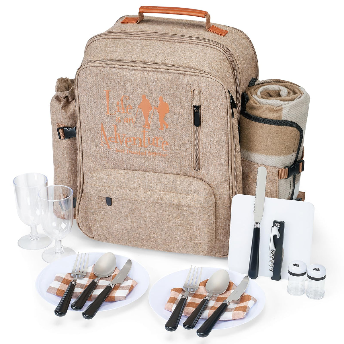 AW BRIDAL 24L picnic backpack close-up shows durable 600D fabric for outdoor use.