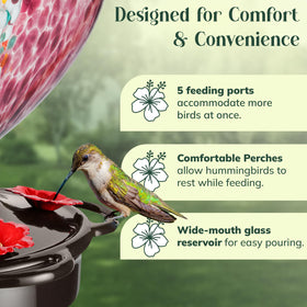 Awa Nest 28-oz capacity hummingbird feeder in purple