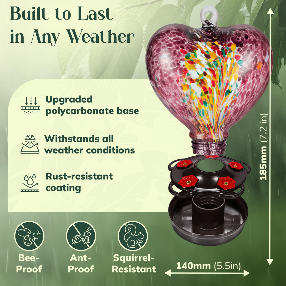 Awa Nest easy-fill glass hummingbird feeder for quick cleaning