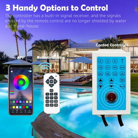 Awanhe pool light app control demonstrated on a mobile device