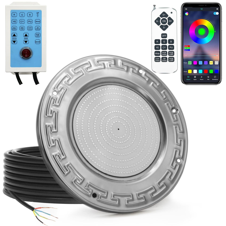 Awanhe pool light with remote control illuminating the inground pool ambiance