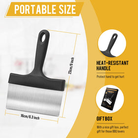 AWEASROY beveled-edge scraper designed for effective cleaning on hot griddles