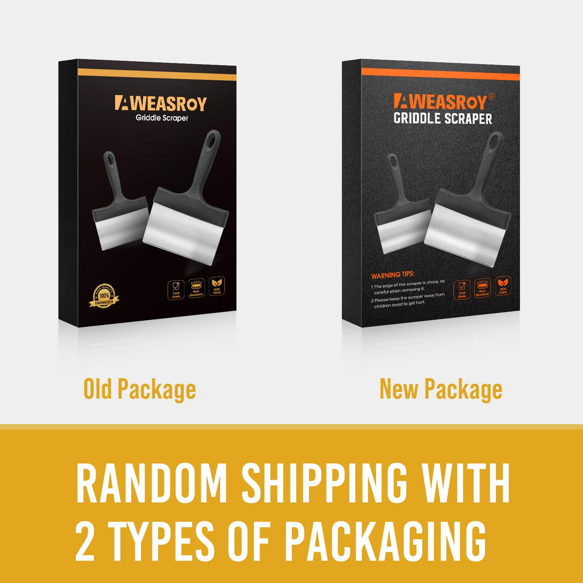 AWEASROY packaging note indicates two packaging styles may ship