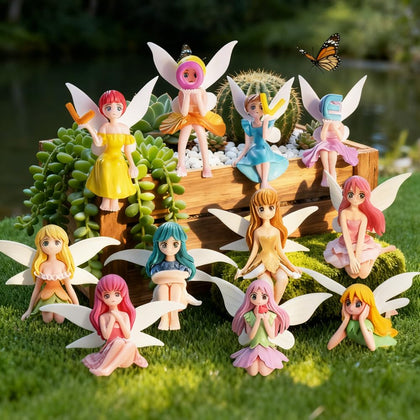 AWEELON fairy garden figurine with colorful wings for outdoor decor.