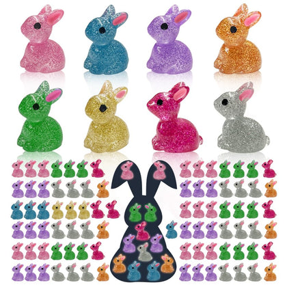 AWEELON glow bunnies miniature resin figure glows after light exposure.