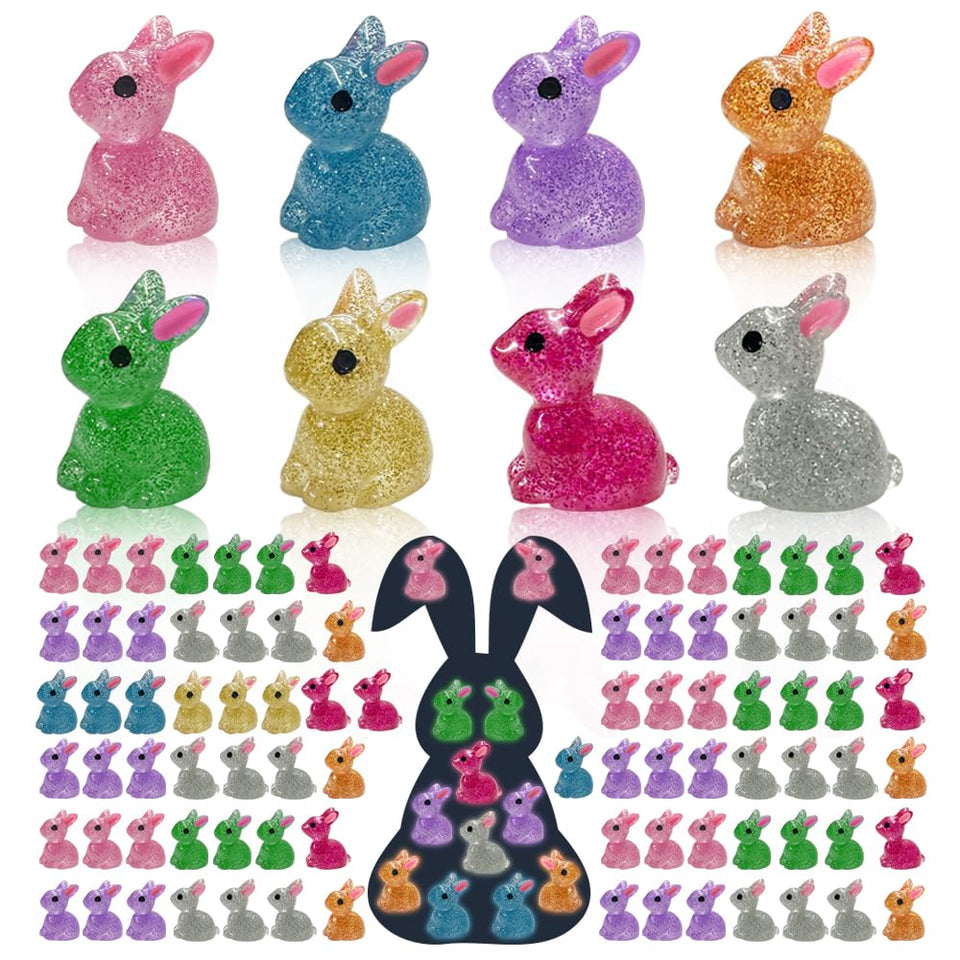 AWEELON glow bunnies miniature resin figure glows after light exposure.