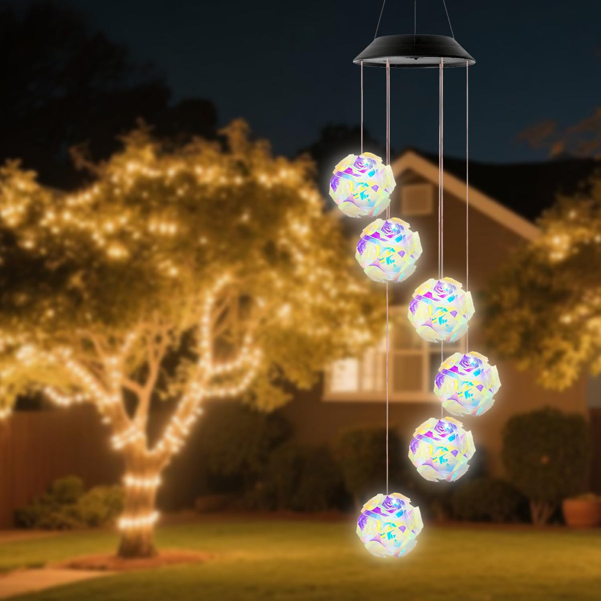 AWENDIETOU solar panel powers outdoor lighting for easy setup
