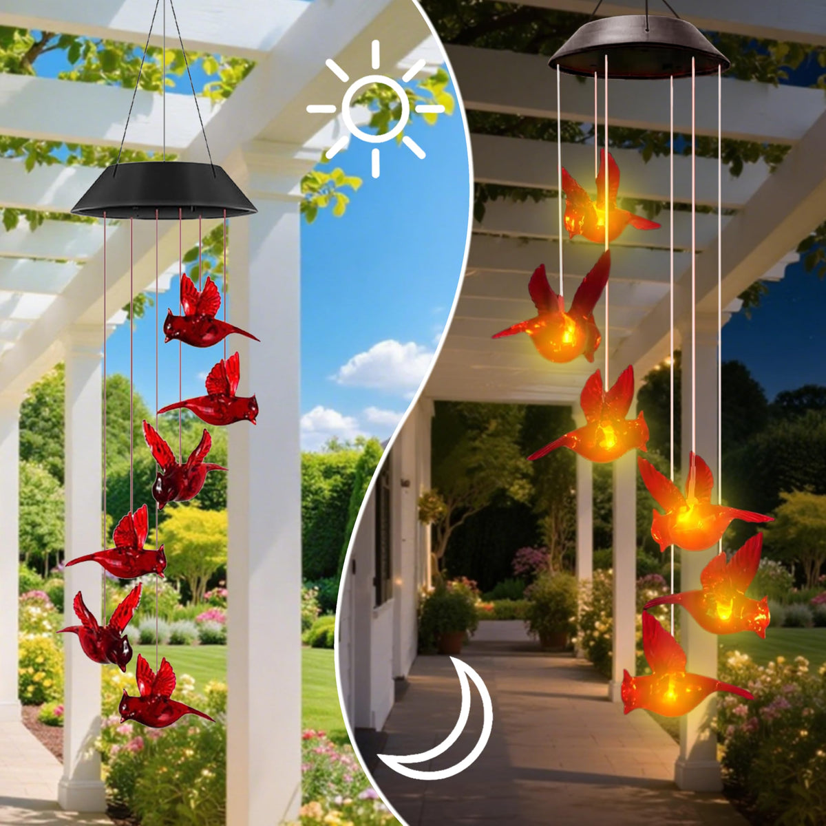 AWENDIETOU solar powered wind chime for patio easy decoration