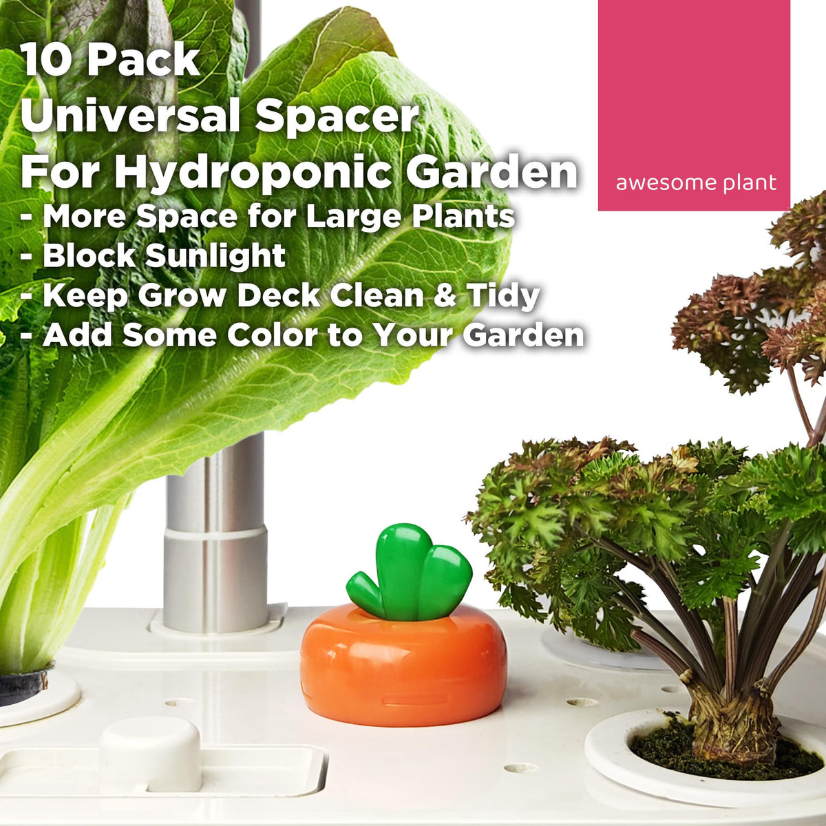 Awesome Plant carrot spacer cover light-blocking design keeps water tank clean.