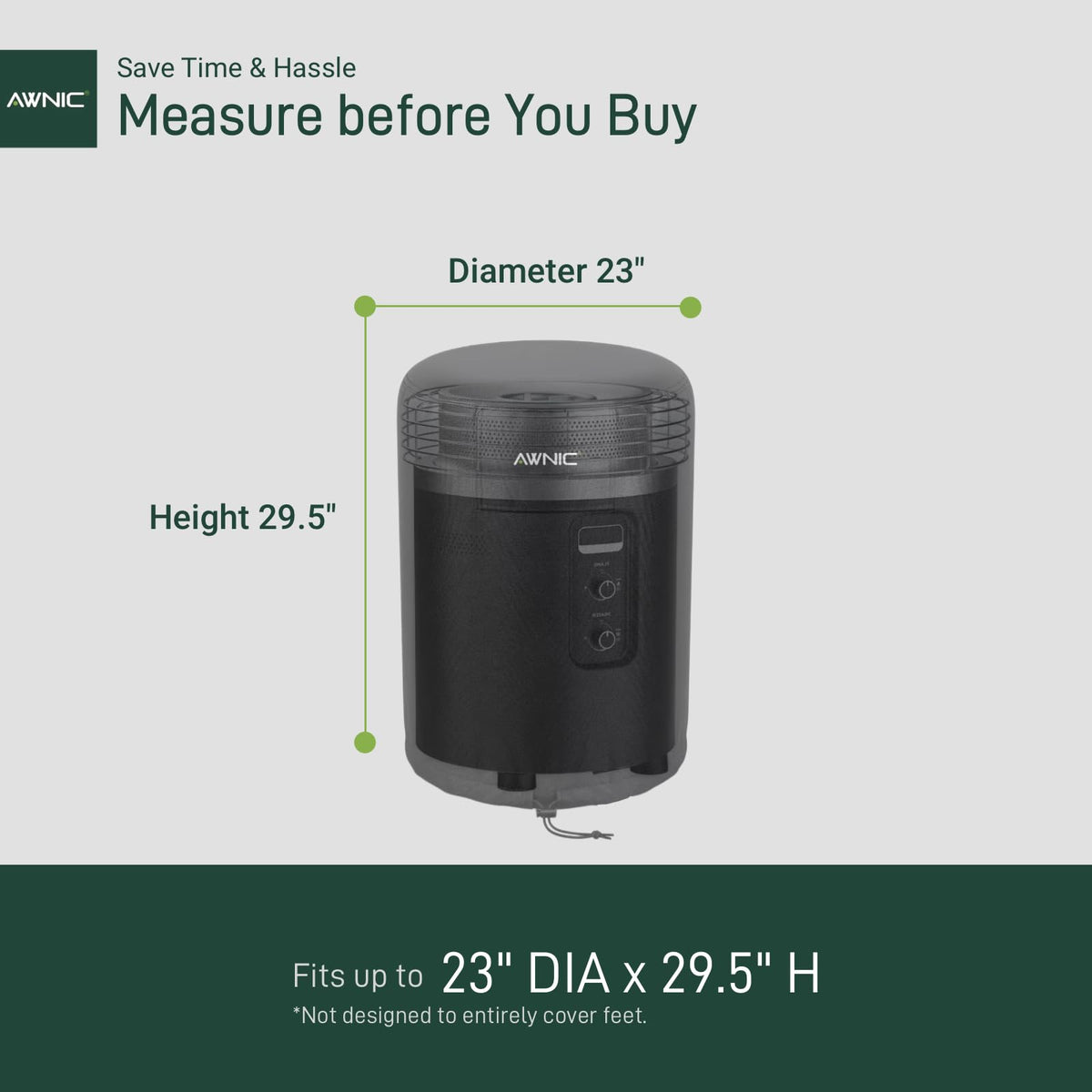 Dual-sided drawstring system on AWNIC cover resisting wind