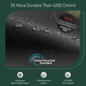 Taped seams and barrier protect against moisture and rain
