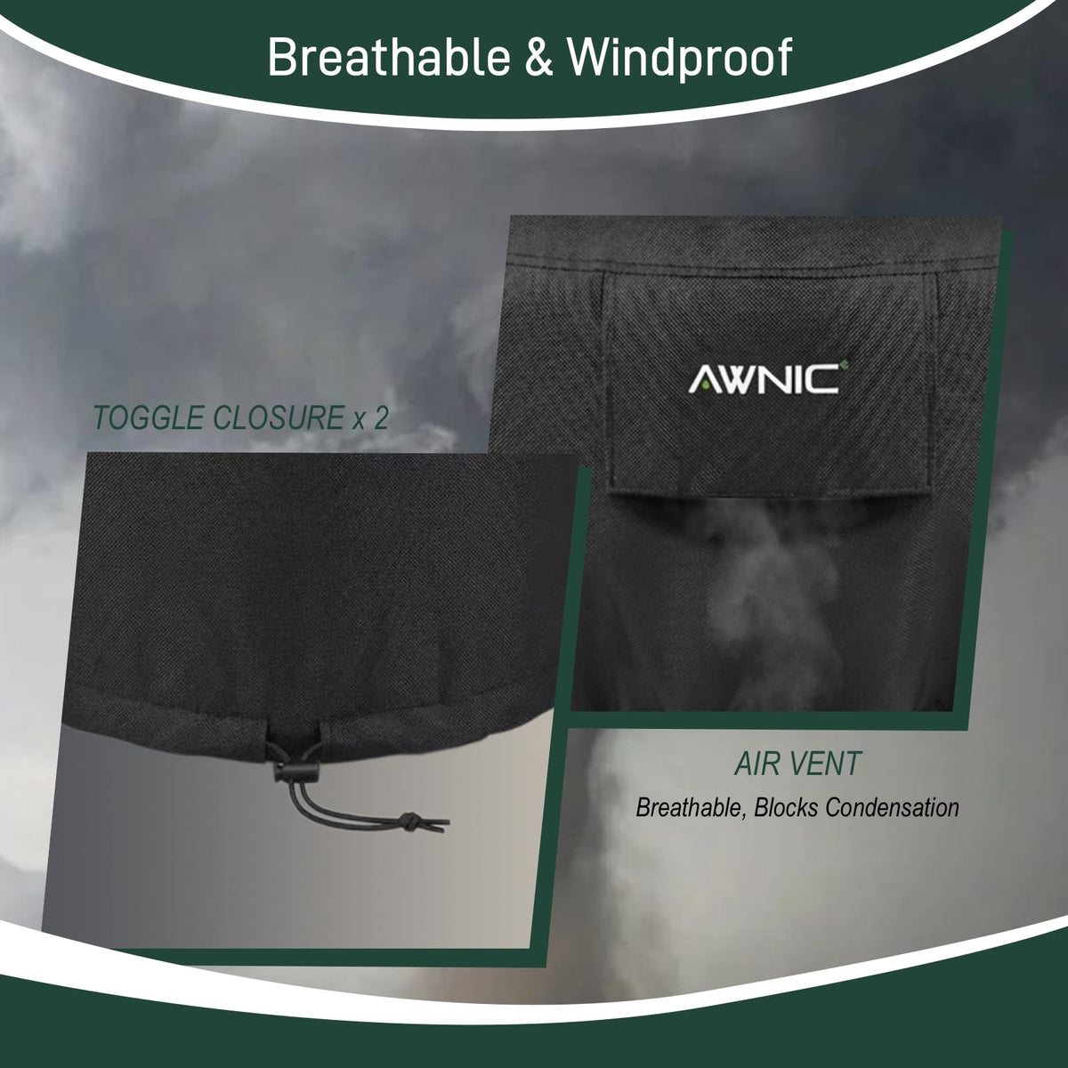 Zippered storage bag included with AWNIC cover for easy storage