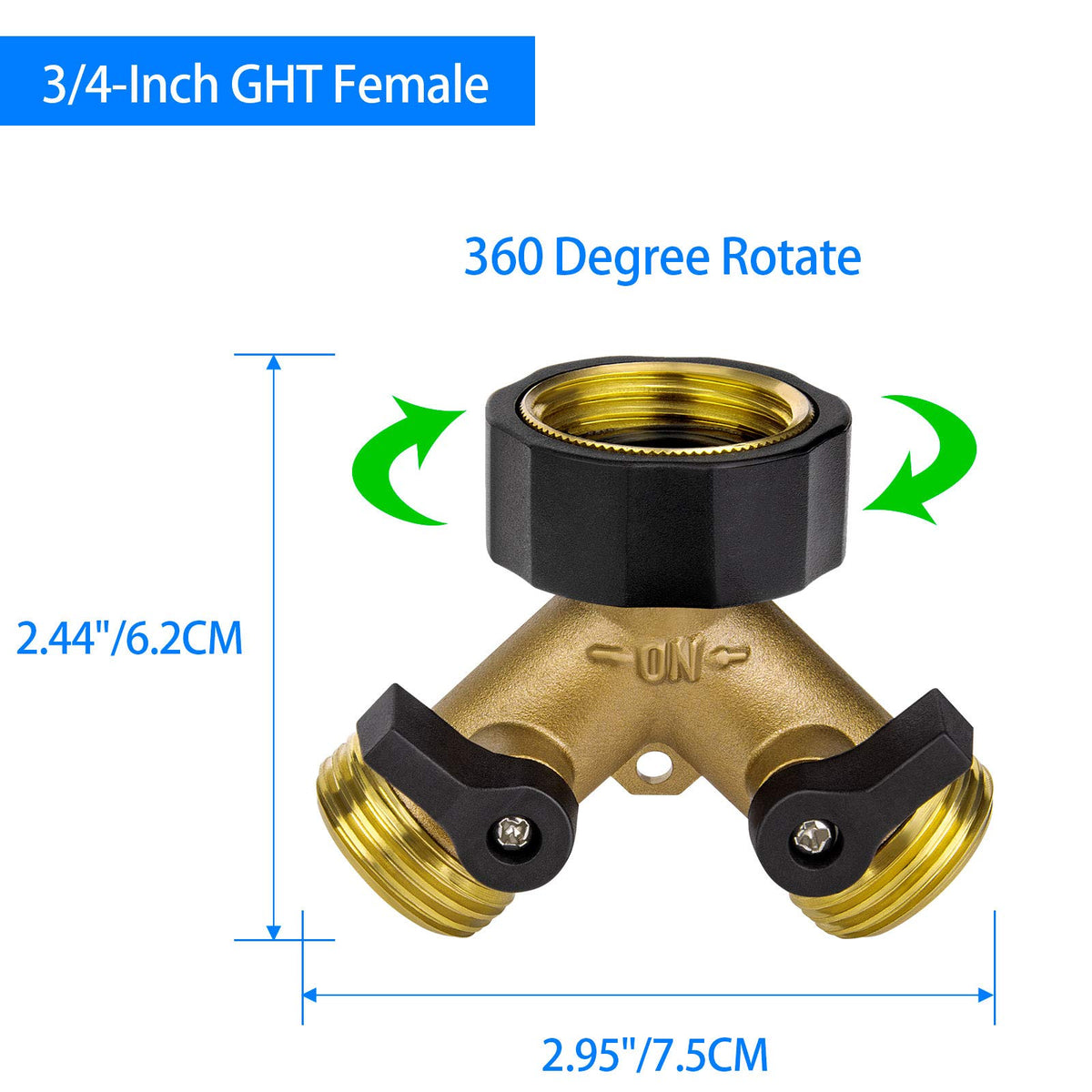 Awpeye 3-pack hose splitter in packaging highlights versatile irrigation for multiple hoses.