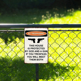 awrjdos Weatherproof tinplate sign designed to withstand sun and rain on outdoor property.