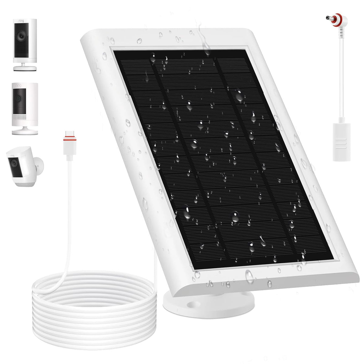Awwndd solar panel for Ring Camera side view powering outdoor surveillance