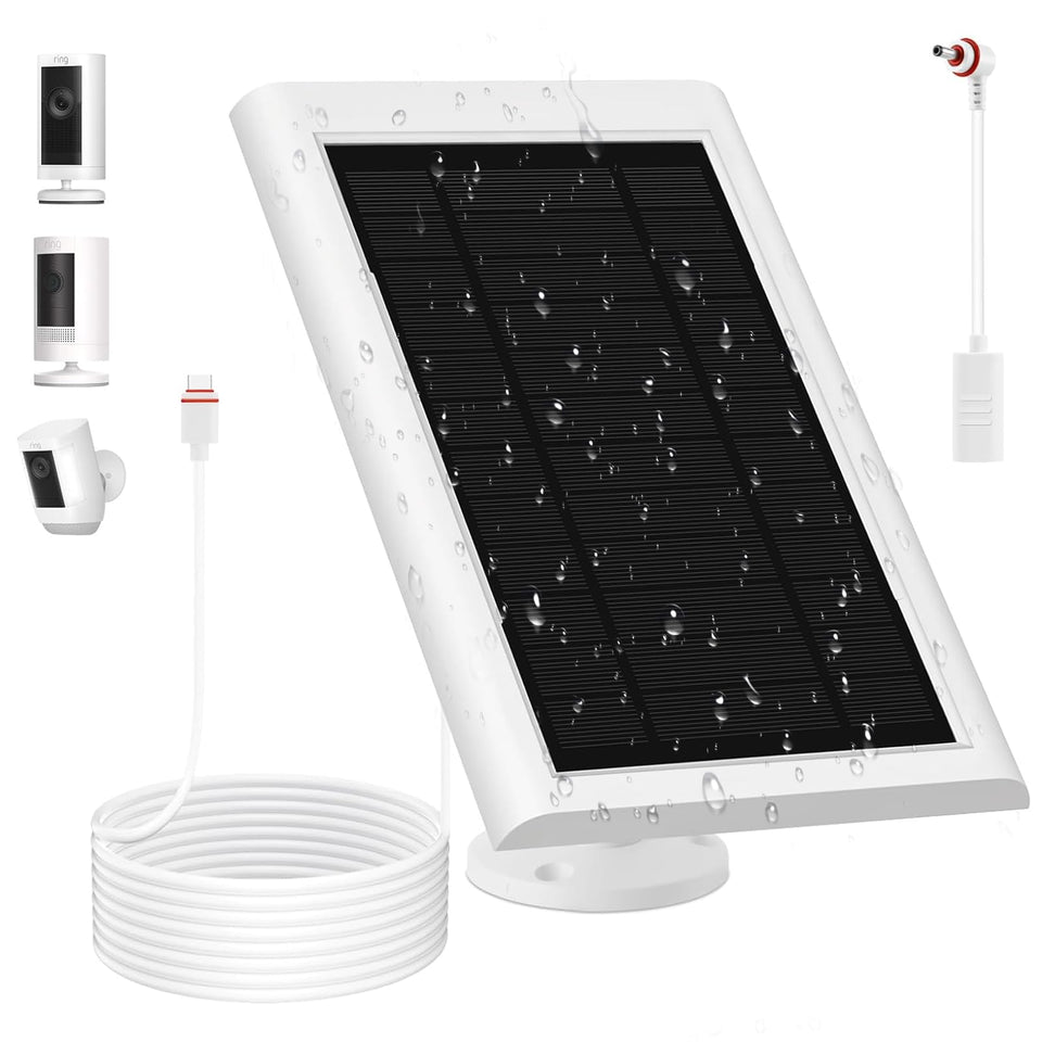 Awwndd solar panel for Ring Camera side view powering outdoor surveillance