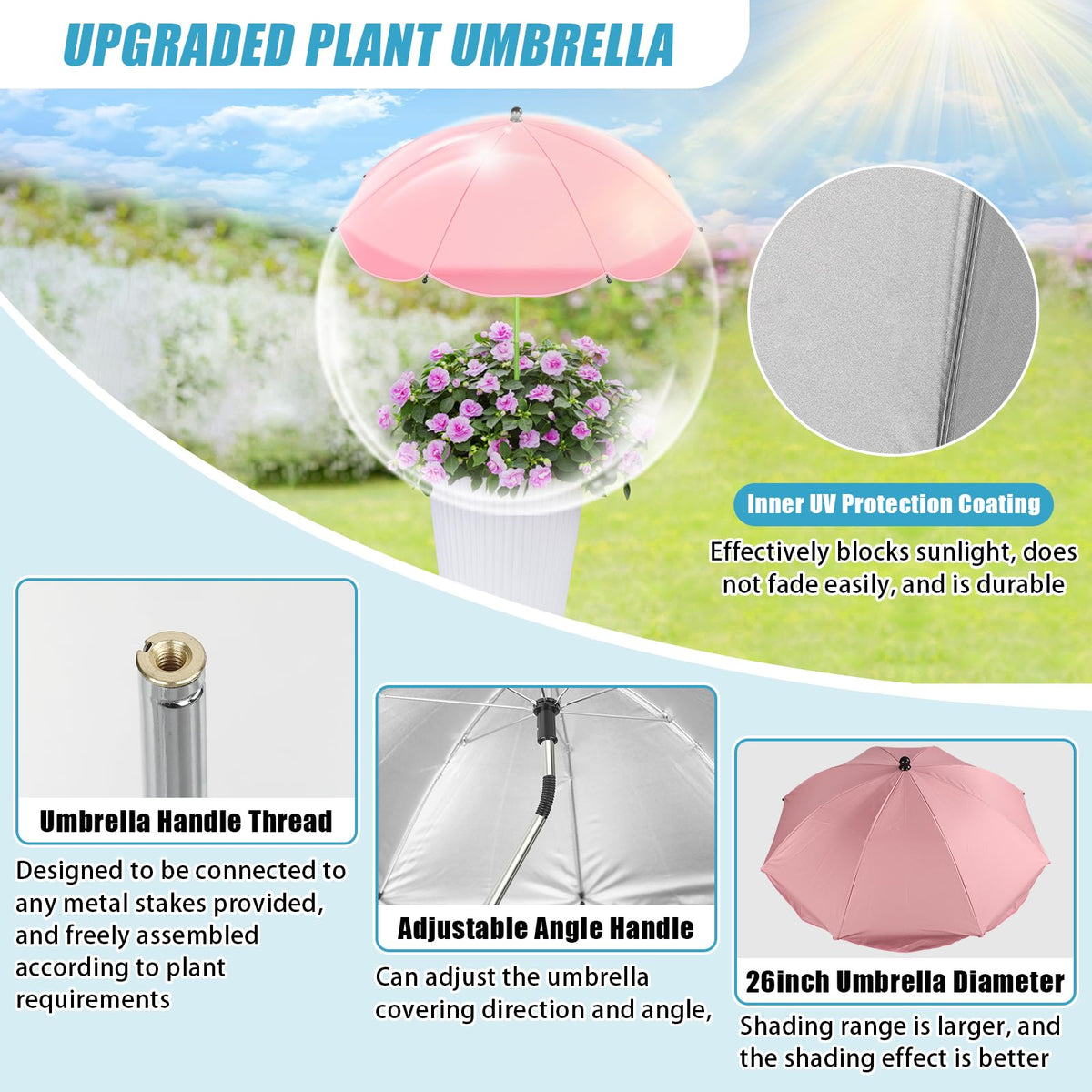 Axcoix angle-adjustable umbrella directs shade as the sun moves