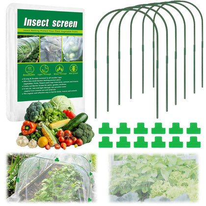 Axcoix garden netting kit 10x33ft shielding crops from pests while allowing airflow.