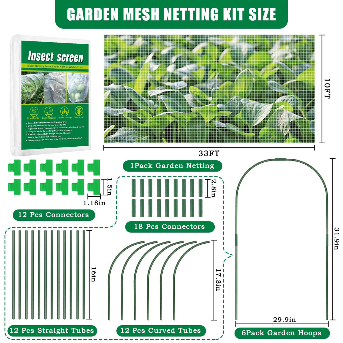 Axcoix sturdy garden hoops provide durable frame support for your netting setup.