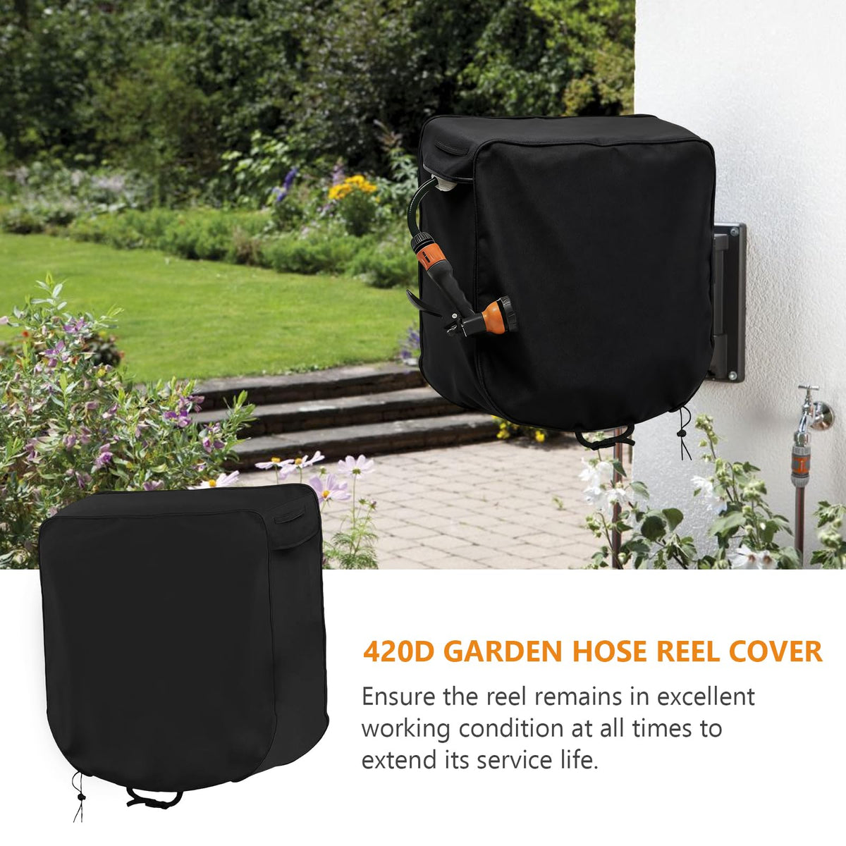 AXGSRV 420D hose reel cover security zipper deters tampering.