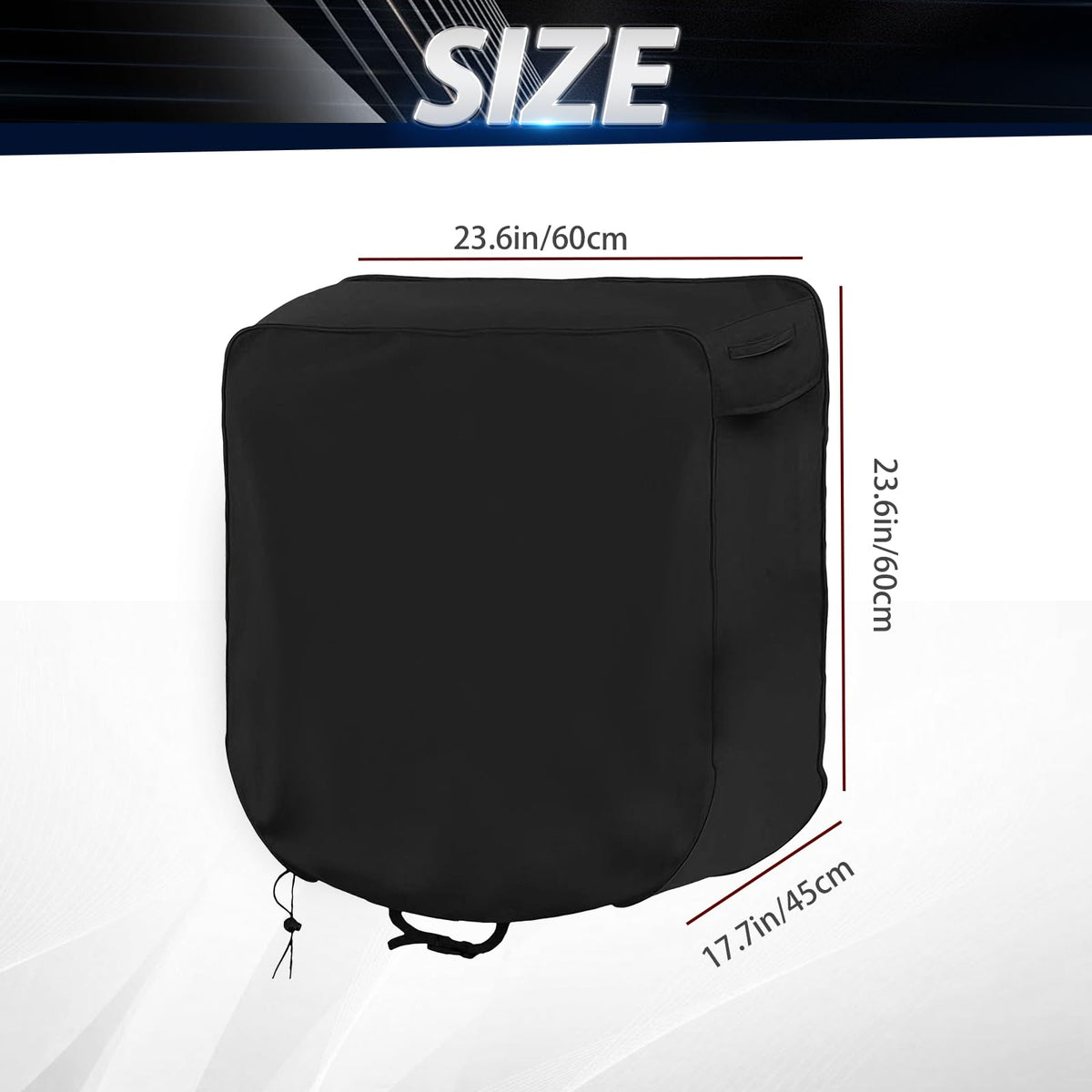 AXGSRV 420D hose reel cover side view shows durable fabric and reinforced seams.