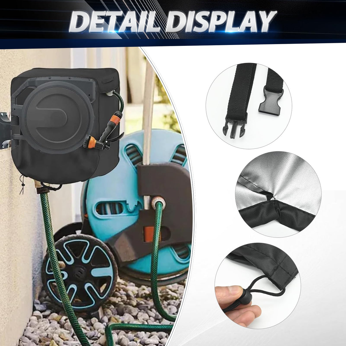AXGSRV 420D hose reel cover UV shield helps prevent sun damage.