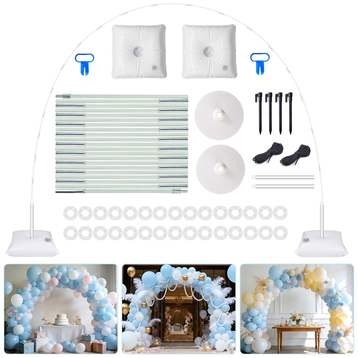 AXHJ balloon arch kit with 21 poles creating a dramatic wedding entrance