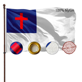 AXJBW Christian cross flag double-sided 3x5 for visibility from both directions.