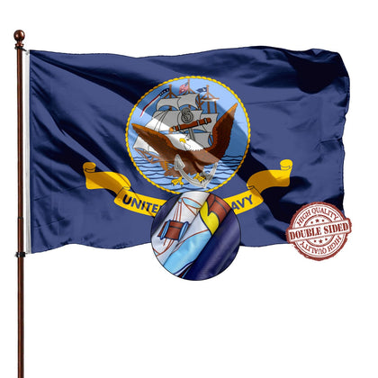 AXJBW Navy Flag 2x3 with double-sided design reading clearly from both sides.