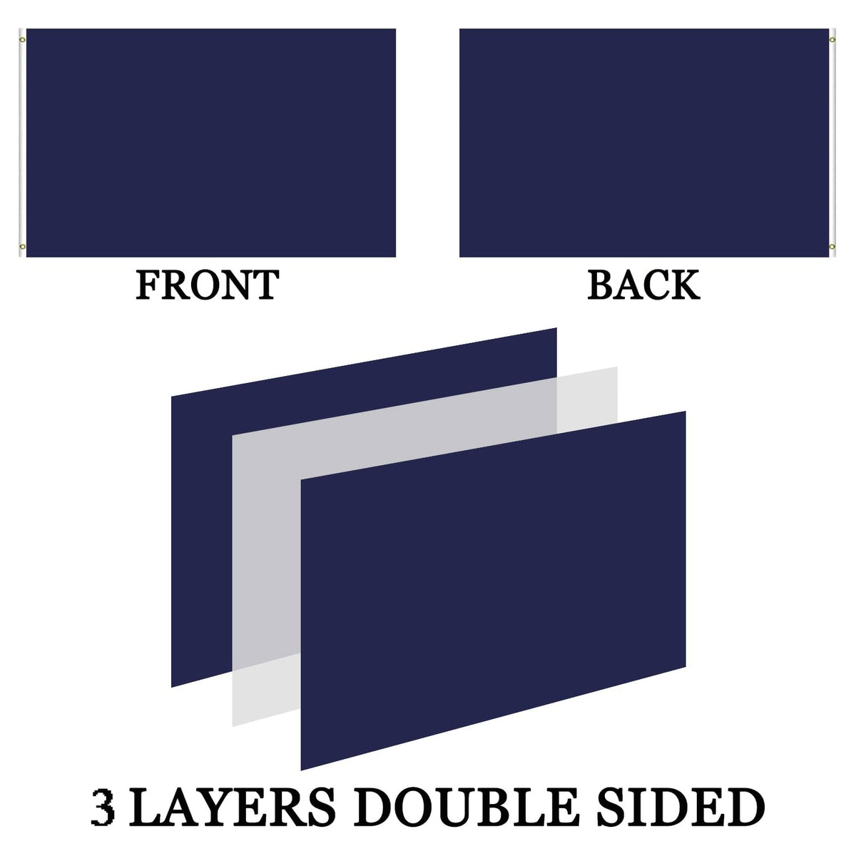 AXJBW Navy Flag shows canvas header and brass grommets for secure hanging.