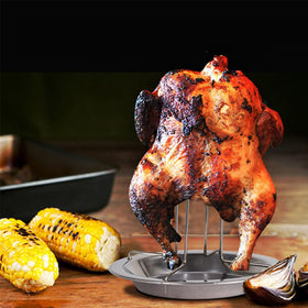 Axrivonte vertical roaster stand fits inside oven for hands-free roasting