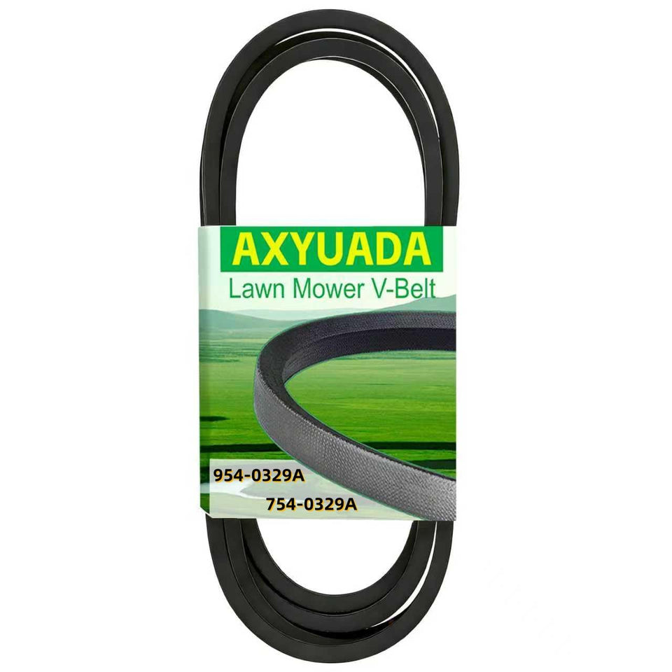 Axyuada mower deck belt close-up shows robust teeth for smooth cutting.