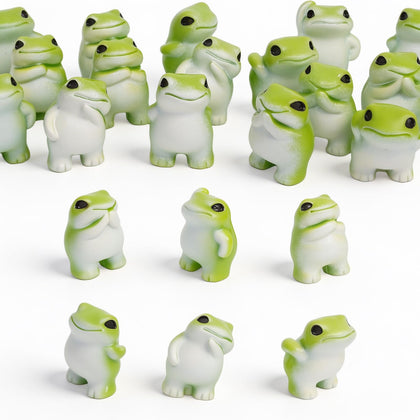 Ayadon 18-piece mini resin frogs set for fairy gardens and table decor.