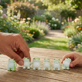 Ayadon giftable 18-piece frog collection offers a playful decor surprise.