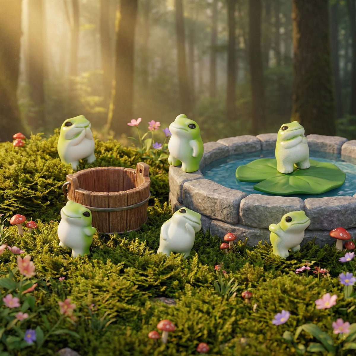 Ayadon tiny frog figures with detailed poses for terrariums and miniature landscapes.