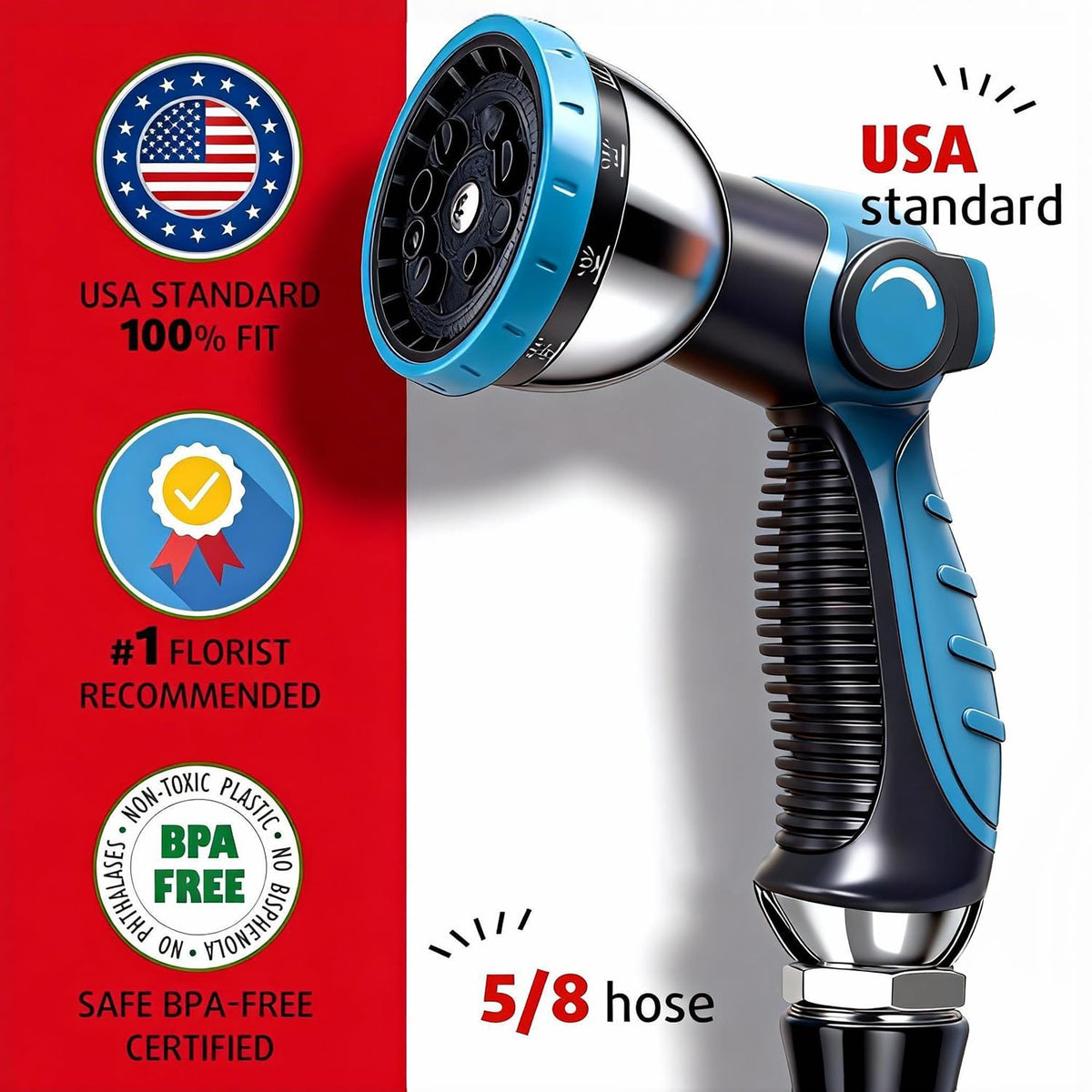 AyayaBoss nozzle with ergonomic anti-slip handle for comfortable grip.