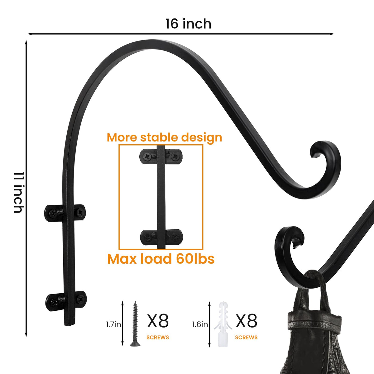 AYAYGD heavy-duty bracket 80-lb capacity for sturdy hanging.