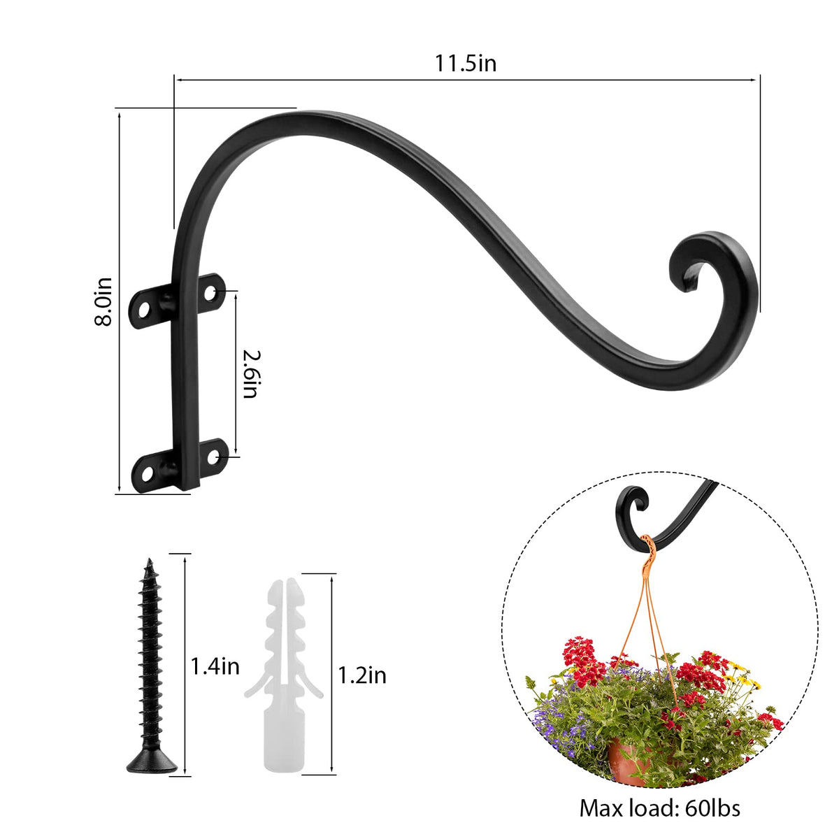 AYAYGD versatile outdoor bracket for baskets, feeders, lanterns and wind chimes