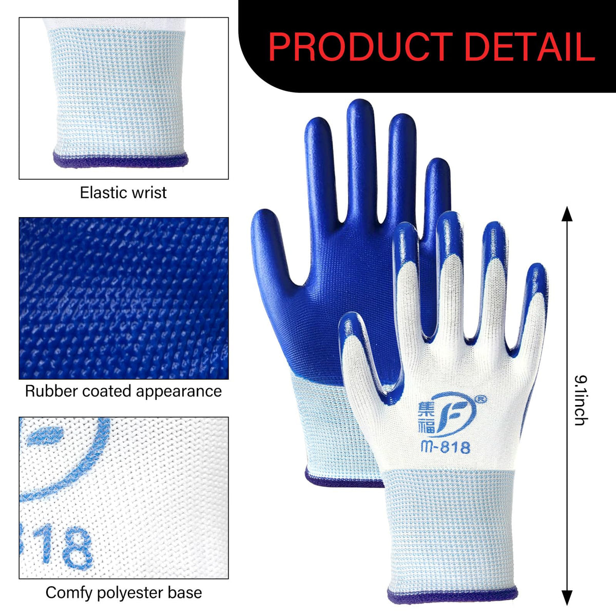 Ayearparty gardening gloves black with rubber coating for strong grip in wet conditions