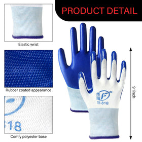 Ayearparty gardening gloves black with rubber coating for strong grip in wet conditions